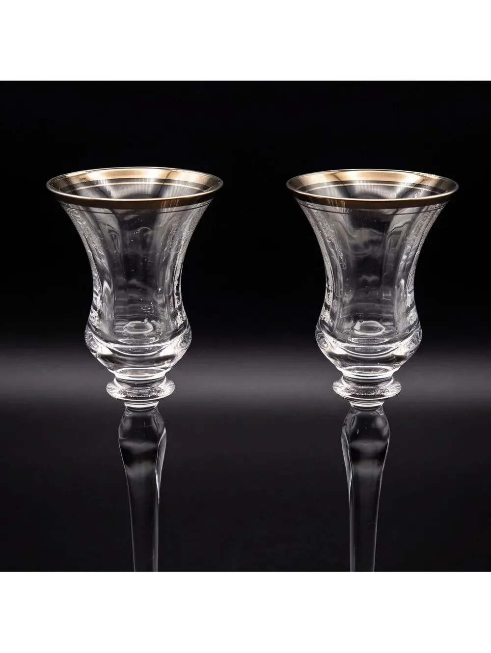 Vintage Mikasa Jamestown Gold Trim Crystal Candlesticks Set of 2 Slovenia 7.5